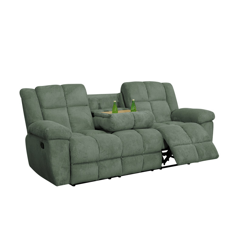 Ensemble de canapé de salon inclinable 3 pièces en velours côtelé de qualité supérieure contemporain et rembourré , Vert