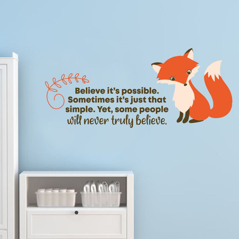 Décalcomanie murale en vinyle vraiment Believe Fox, H 20 po x l 40 po x P 0,05 po