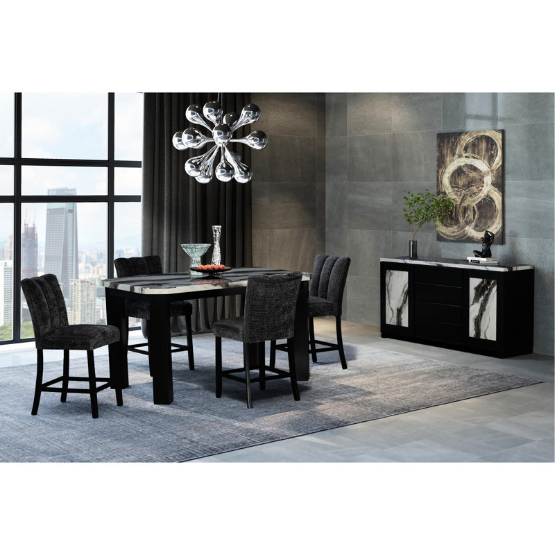 Modern Dark Grey Table For 6, Rectangular, 4 Leg Base, Thick Top, Lovely Design Rectangular Bar Table, Seating Capacity