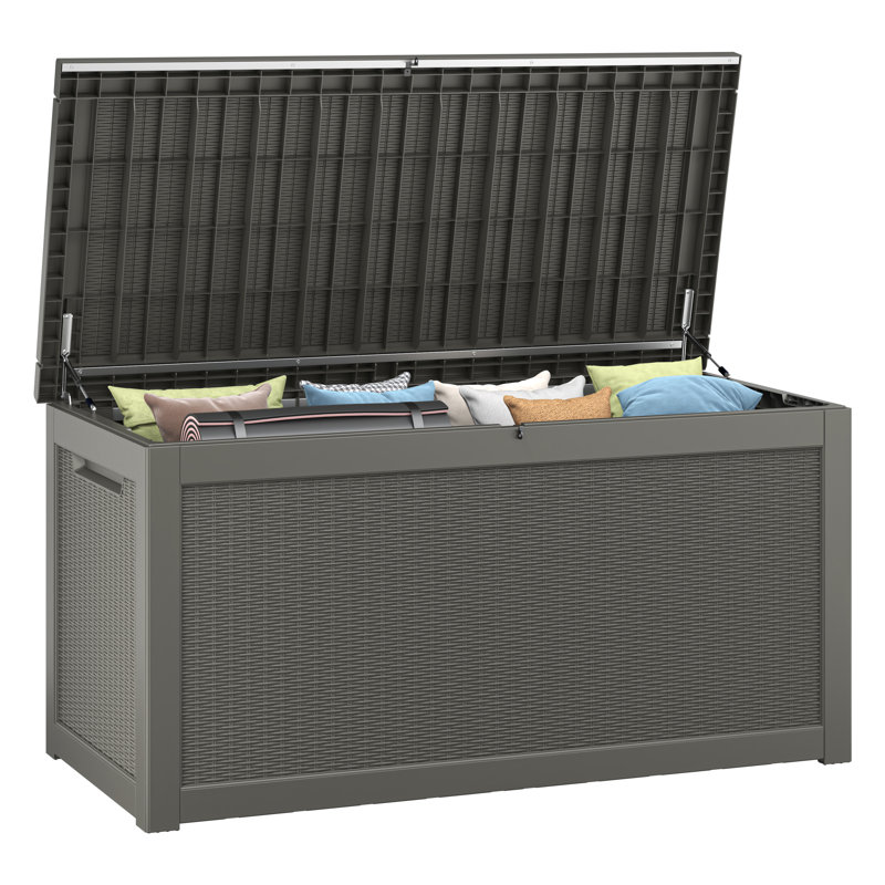 Water Resistant Resin Lockable Deck Box, Gray, 24.4" H x 47.8" W x 21.3" D