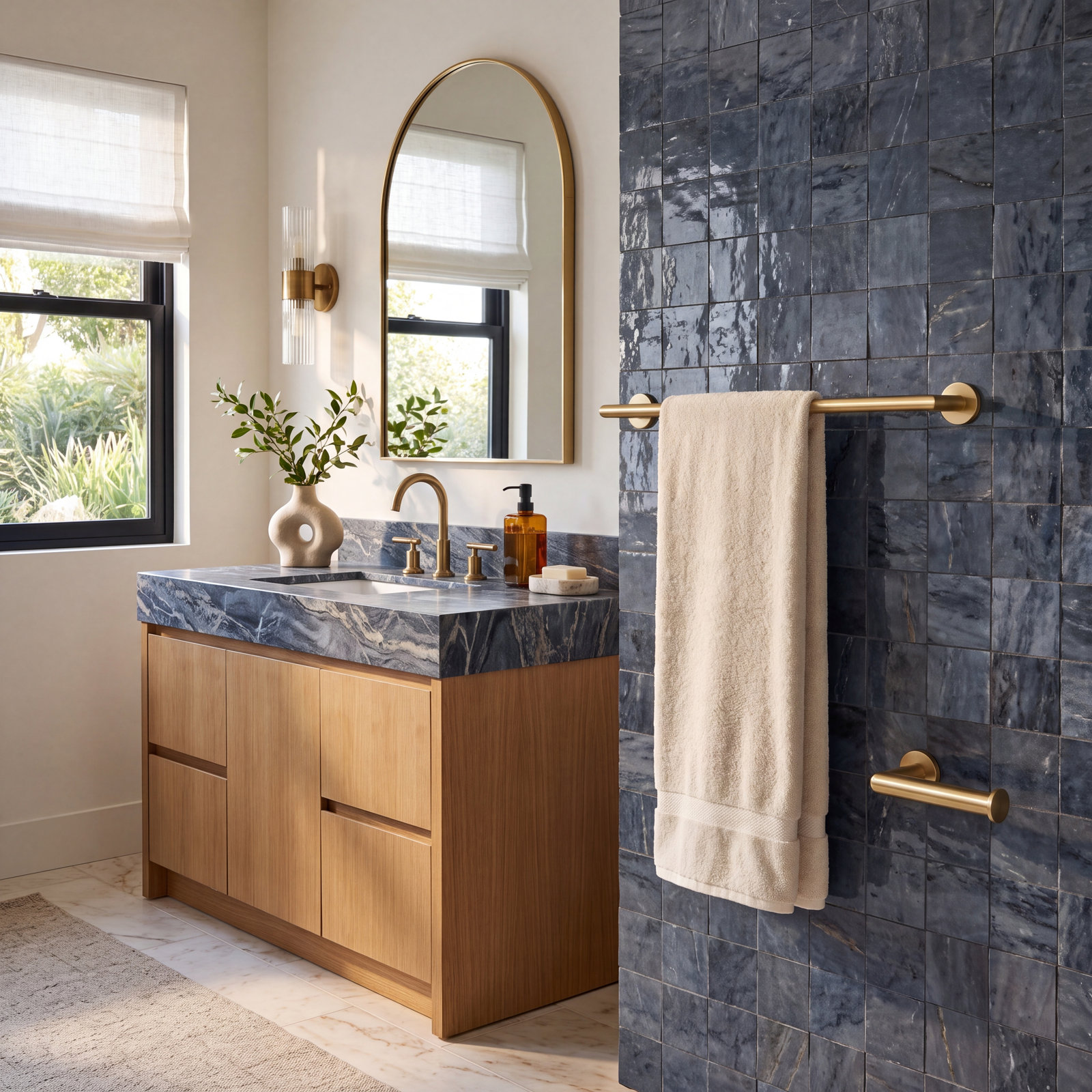 Circular 4-Piece Bathroom Hardware Set, Brush Gold