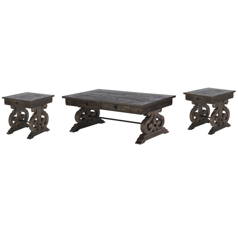 Aylor Rectangular Cocktail Table With 2 End Table, Gray, 3 Pieces: Coffee Table, 2 End Tables