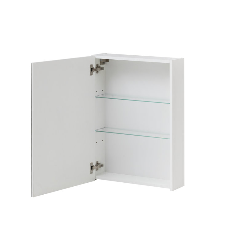 Cosmo 500mm W 707mm H Surface Frameless Medicine Cabinet Mirror 2 Adjustable, Glossy white