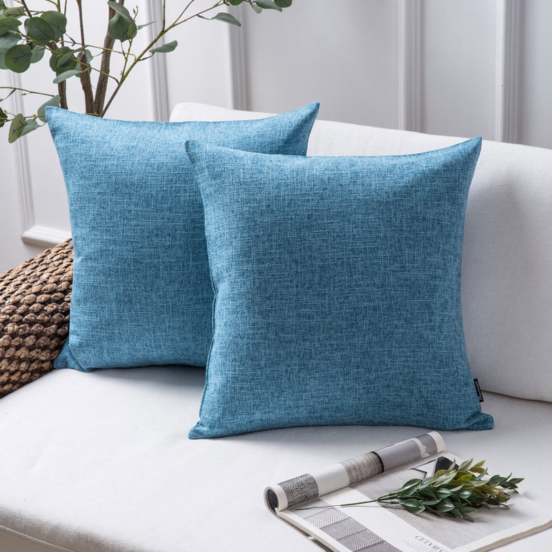  Coussin carré, Bleu, H 18 po x l 18 po, Housse de coussin seulement - sans coussin