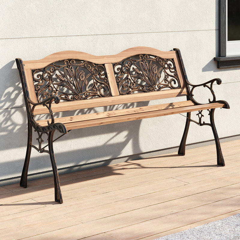 Coppedge Steel Outdoor Bench, Brown
