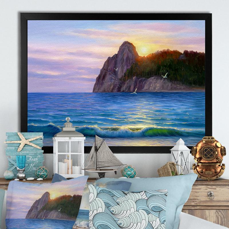 Morning Sunlight On The Sea Waves V - Art mural sur toile nautique et côtier, H 24 po x l 36 po x P 1 po