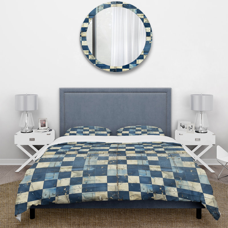 Ensemble de housse de couette Mid-Century Gingham III - Mid-Century, Housse de couette simple + 2 taies décoratives st