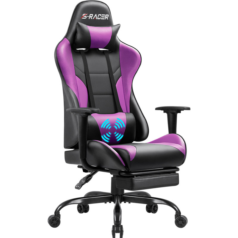 Homall High-Back Massage Adjustable Reclining Ergonomic Faux Leather Swiveling PC & Racing Game Chair with Footrest, Purple