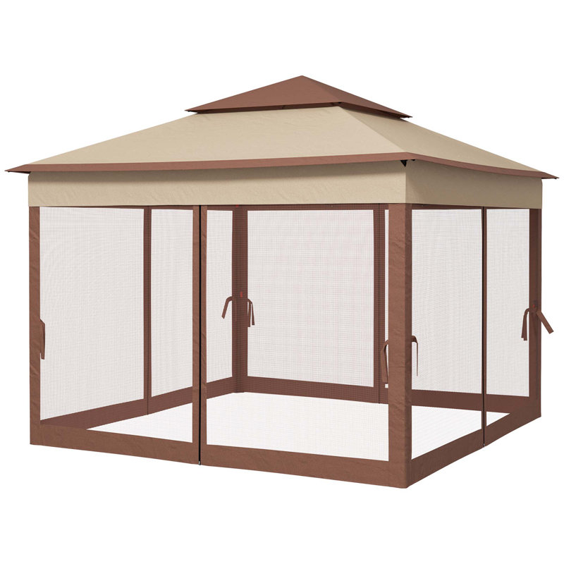 Outsunny 11' X 11' Pop Up Canopy, Outdoor Patio Gazebo Shelter With Removable Zipper Netting, Instant Event Tent W/ 114 Square Feet Of Shade And Carry Bag For Backyard, Garden