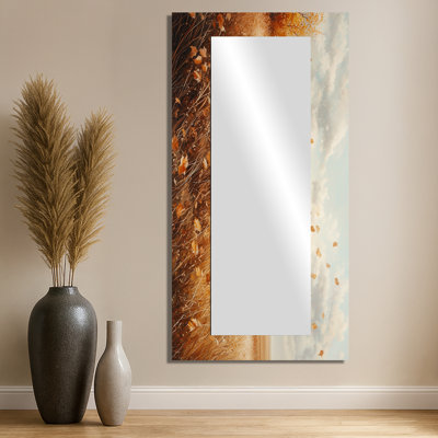 Windy Meadow Prairie Leaves II - Art mural miroir décoratif floral - imprimé sur métal