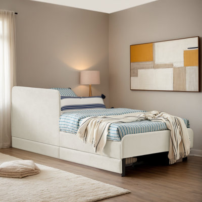 77.5" Upholstered Daybed With 2 Storage Drawers, Upholstered Platform Bed Frame, Adjustable Velvet Sofa Bed by Latitude Run