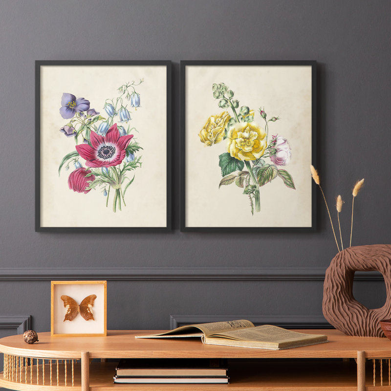 Antique Garden Bouquet I-Premium, reproduction encadrée - prête à être accrochée - aucun clou requis - aucun clou requis