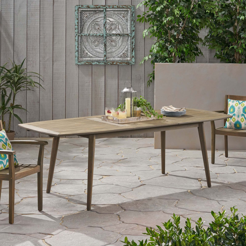 Table de salle à manger d'extérieur extensible en bois d'acacia (table seulement)