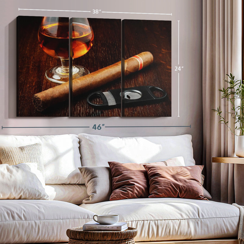 "Verre de rhum" sur toile, H 24 po x l 38 po x P 1,25 po