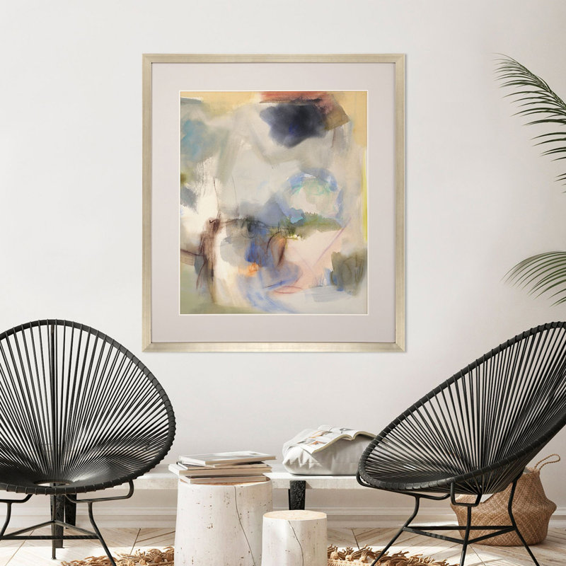 Large Abstract Bird Print with Champagne Wash Frame