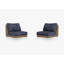 Brown Wicker Outdoor Armless Chair Conversation Set, Deep Sea Navy