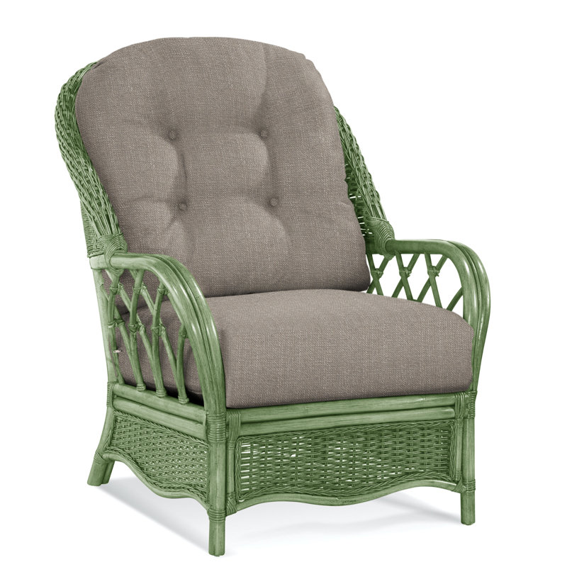 Chaise avec accoudoirs en rotin Everglade, Céleri, Performance de Crypton en pierre; 0884-83