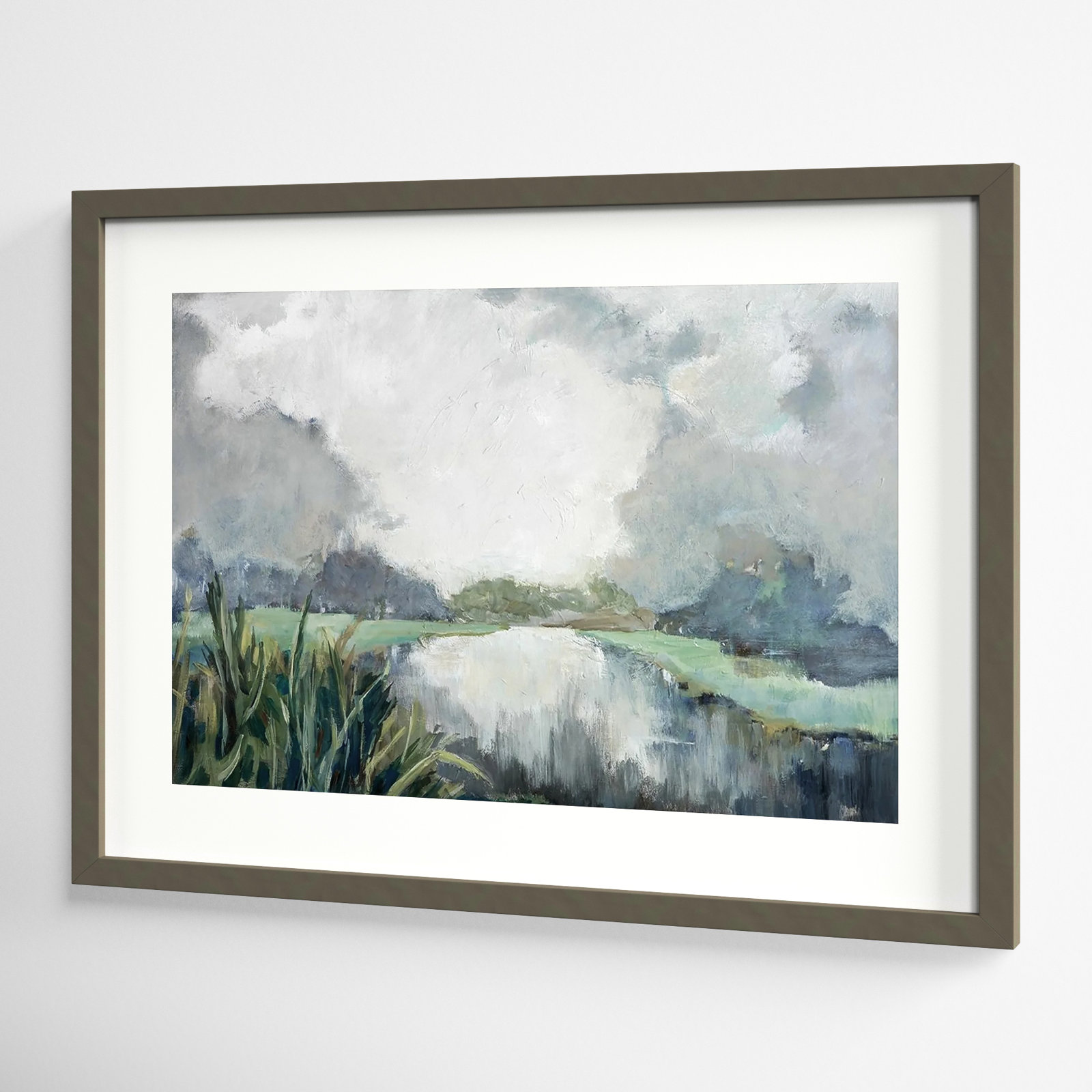 River Passage Painting by Mary Parker Buckley, 19" H x 26" W, Framed Print, Gray