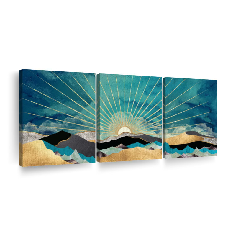 «Blue Sunshine Landscape», reproduction d'art sur toile, H 12 po x l 26 po x P 1 po