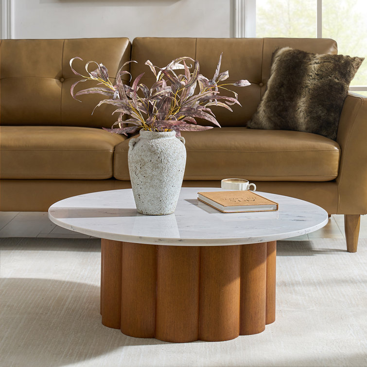 Randy 36"W Modern Natural Marble Coffee Table