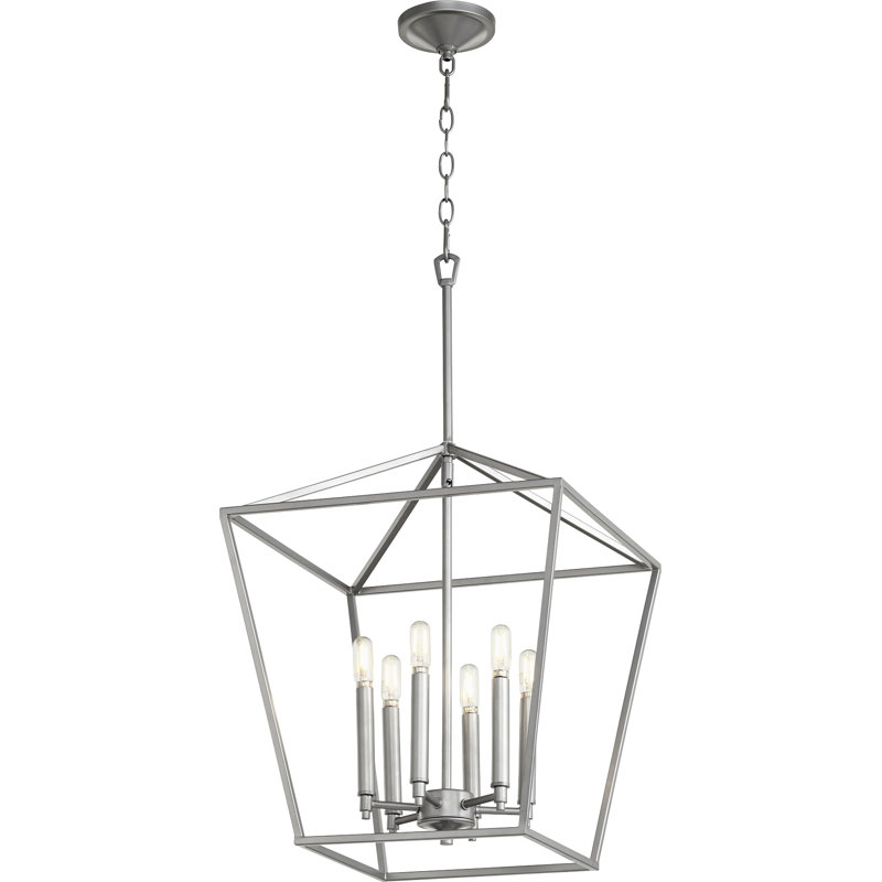 Arletta 6 - Light Dimmable Lantern Square / Rectangle Chandelier, Classic Nickel
