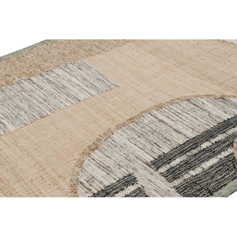Rug & Kilim’S Flatweave Runner With Beige, Cream, And Black Geometric Patterns,  6'x8'