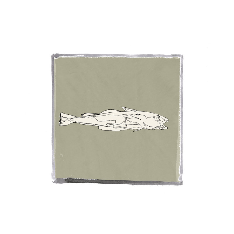Block Print Fish X by Cartissi - Wrapped Canvas Print, 30cm H x 30cm W