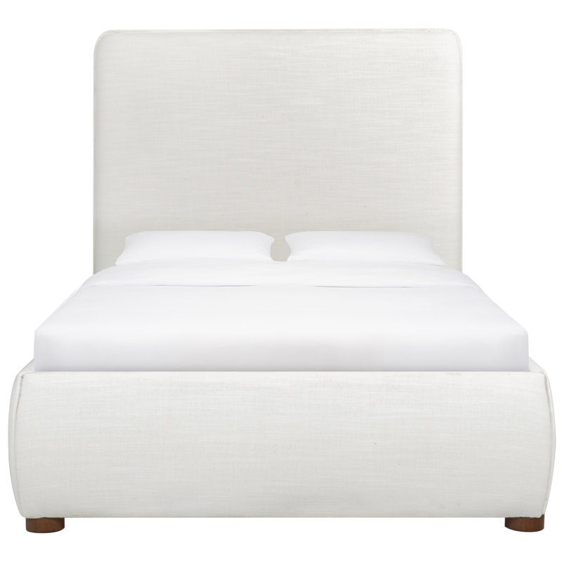 Callahan Upholstered Bed, Twin, White Linen