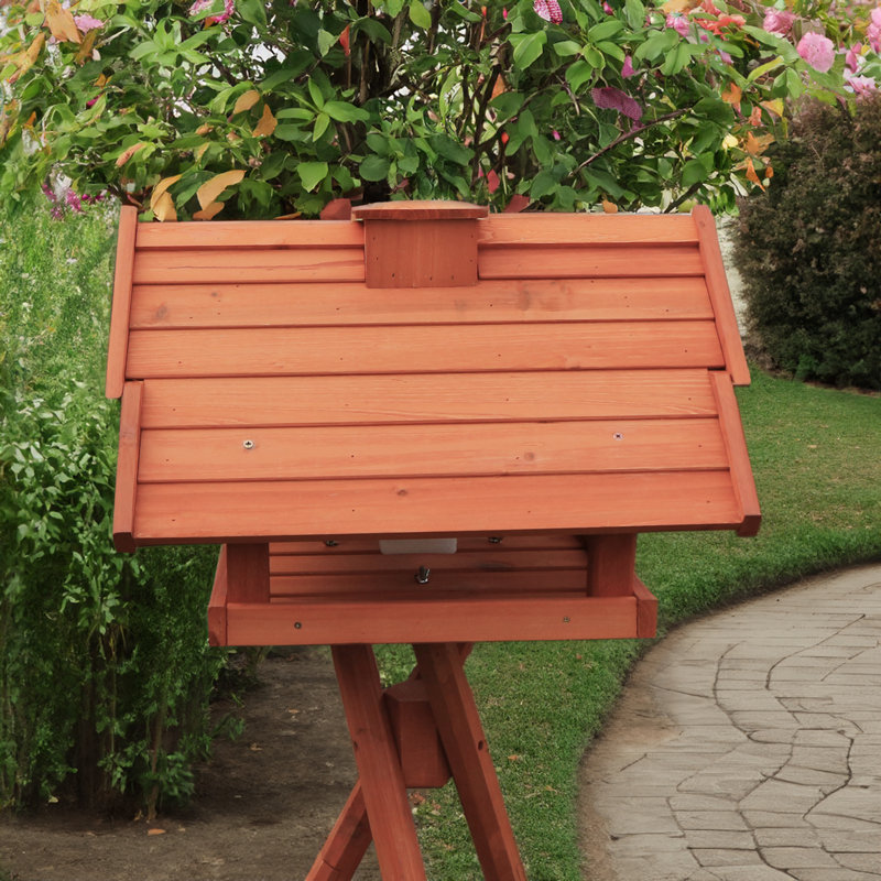 Wood Freestanding Decorative Bird Feeder