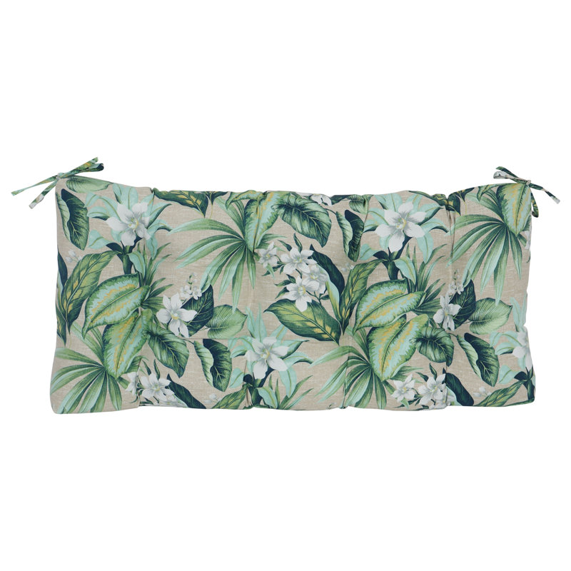 Outdoor 5'' Loveseat Seat Cushion, Beige/Green Floral