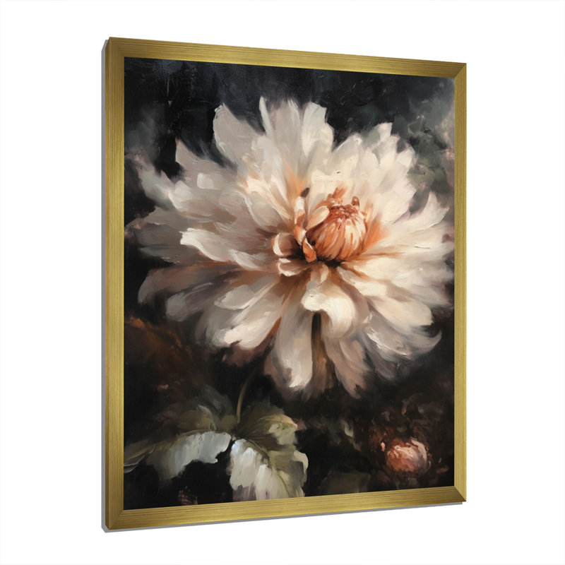 «Cream Lotus Floral Dreams I», reproduction sur toile, H 44 po x l 34 po x P 1,5 po, Encadrement doré