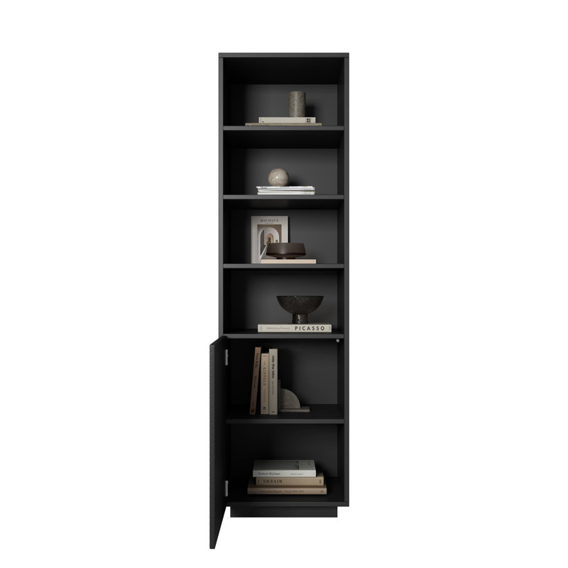 Ayliah 180 cm H x 50 cm W Laminate Standard Bookcase, Black