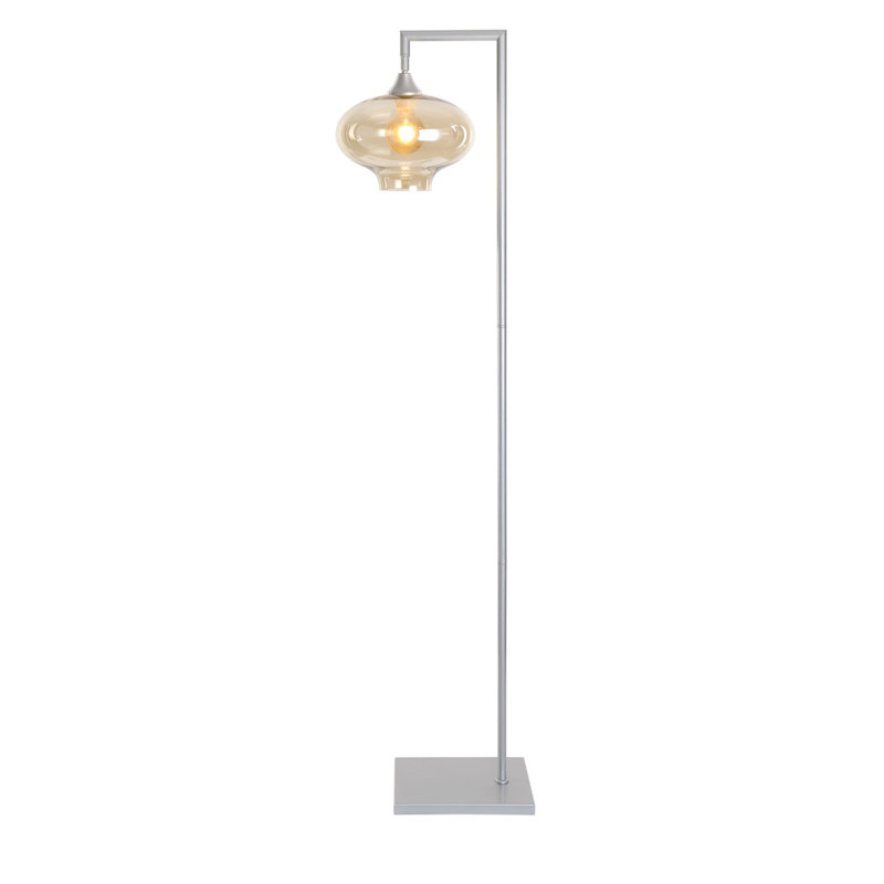 Aeson 155cm Arched Floor Lamp, Amber, Silver