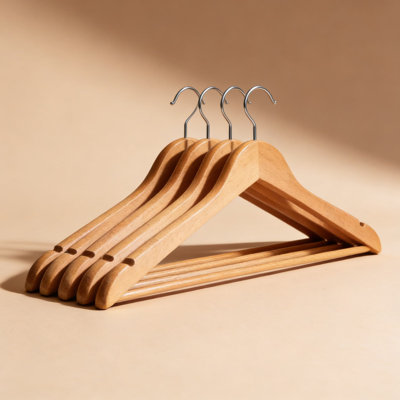 20 Pack Wooden Suit Hangers With Non-Slip Pant Bar - 17.5 Inch Premium Solid Wood Closet Hangers, Smooth Splinter-Free Finish, 360-Degree Swivel Hooks For Coats, Jackets, And Trousers