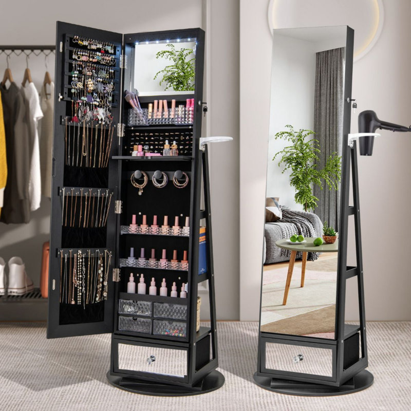 Freestanding Jewelry Armoire, Black
