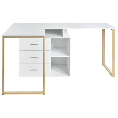 L-Shaped Metal Base Computer Desk
