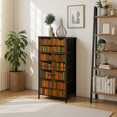 4 Drawer Vertical Storage Dresser Old Books With Wood Top Fabric Pull Drawers