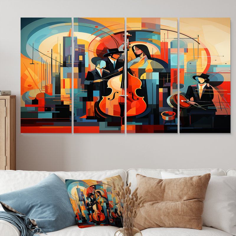 Onagre - Musician Wall Art Decor, 4 pièces, H 32 po x l 64 po