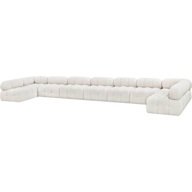 Canapé modulaire 238 po Ixora, Tissu crème bouclé