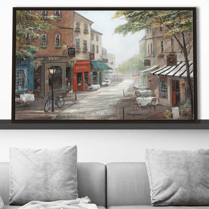 " Rue's Bakery " by Ruane Manning, Espresso Floater Frame, 21.5" H x 33.5" W x 2" D