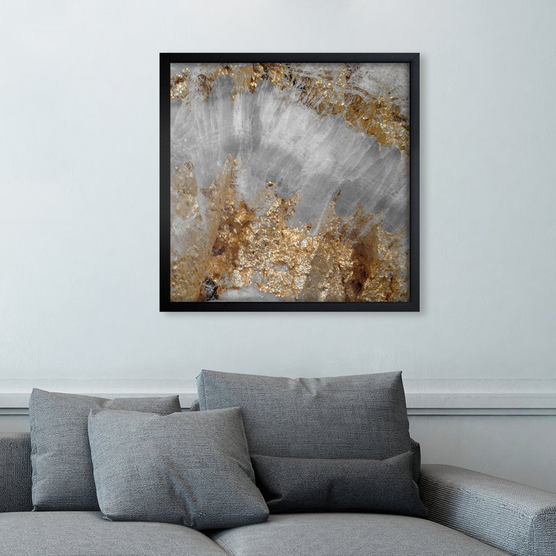 «Abstract Adore Gold Geode Crystals», reproduction d'art graphique sur papier encadré, H 13,5 po x l 13,5 po x P 0,5 po