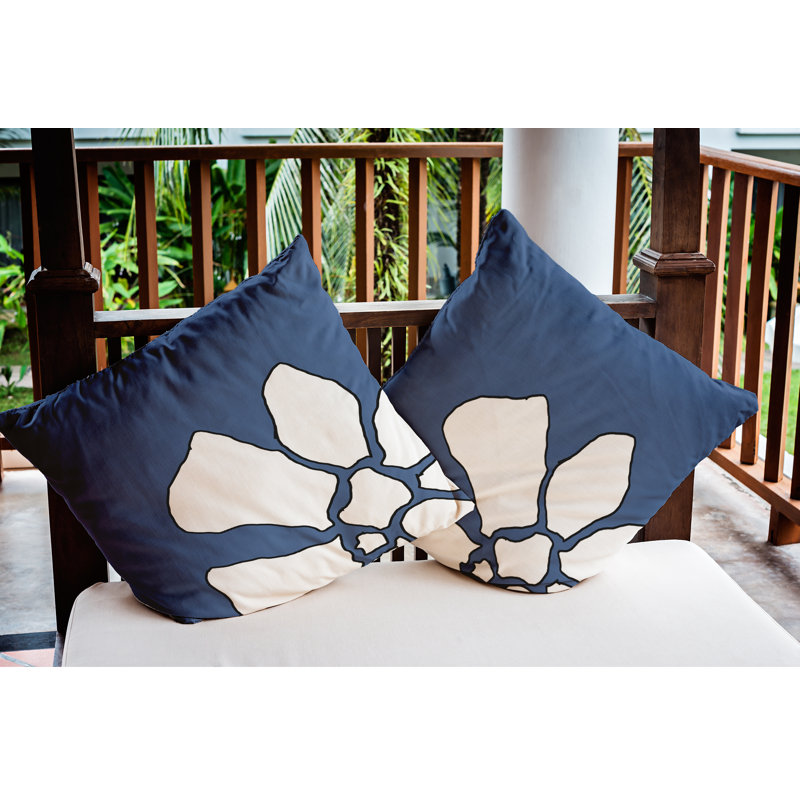 Housse et insert de coussin d'extérieur carré Petal Lines, 18 po x 18 po, Bleu