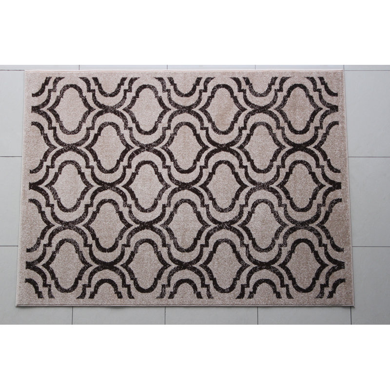 Tapis brun/blanc contemporain Rorie, 3 pi x 5 pi
