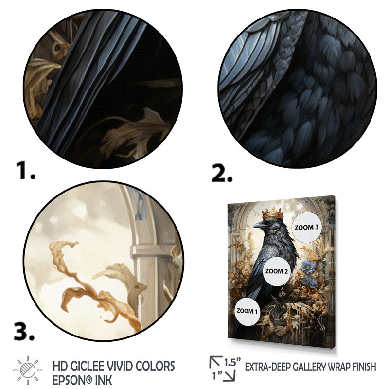 Ashonti Crow Majestic I, impression sur toile, Cadre photo noir, H 20 po x l 12 po x P 1 po