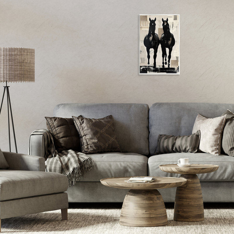 Plaque murale équin avec paire de chevaux, design par Annabelle Hall, H 15 po x l 10 po
