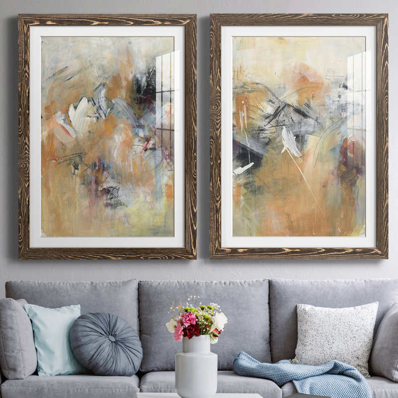 Frozen Spring I - ensemble de 2 peintures encadrées, Cadre noyer, H 31,5 po x l 23,5 po x P 1 po