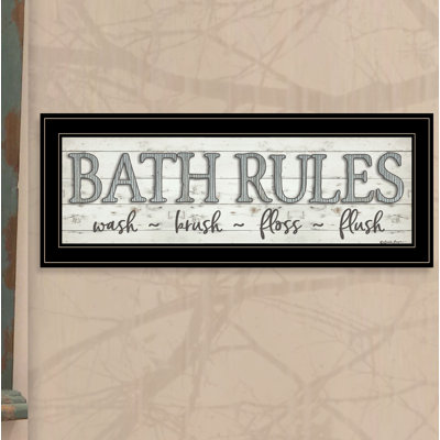 «Bath Rules», art mural encadré pour le salon et la maison, par Susie Boyer