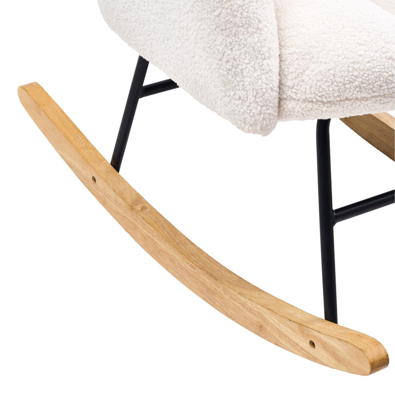 Chaise berçante coulissante pour chambre de bébé avec siège souple et haute capacité de 250 lb Structure de revêtement ergonomique Entretien simple Matériau blanc Limite de charge Métal et bois d'hévéa Forme confortable Assemblage rapide