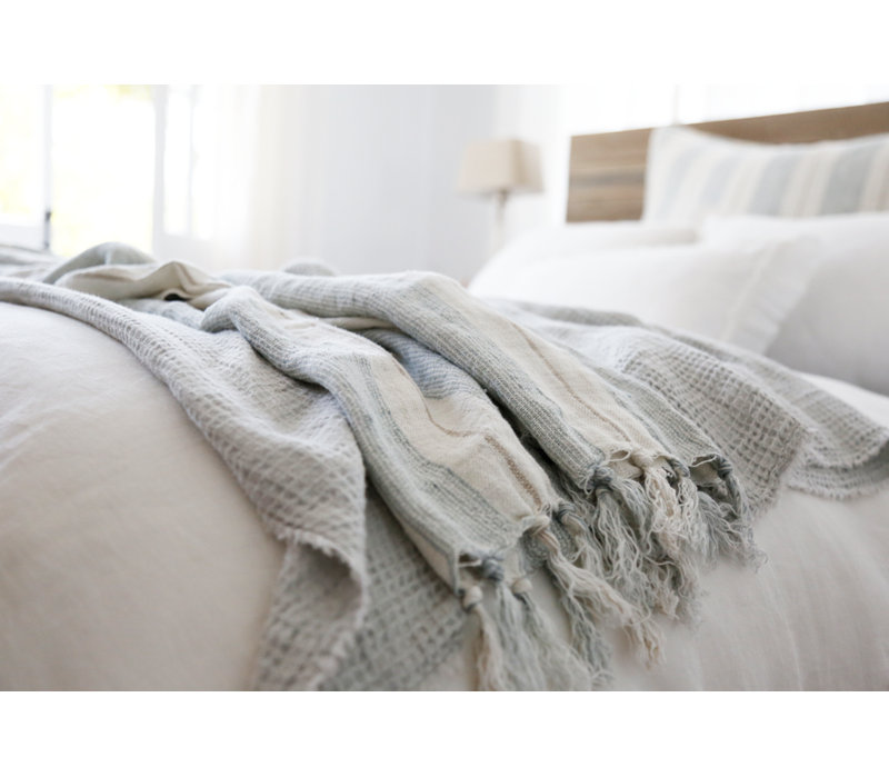 Laguna Knitted Throw Blanket, Ocean/Natural