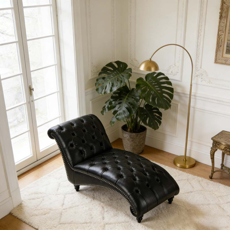 Chaise longue sans accoudoirs, Polyuréthane noir